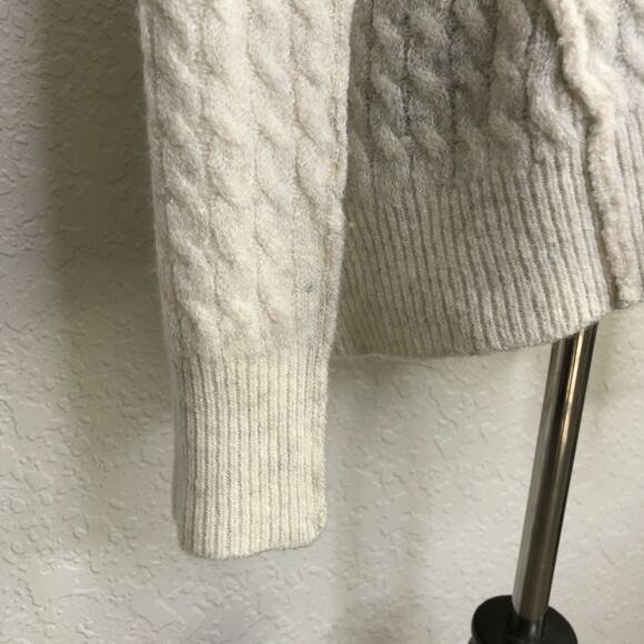 ATM cream gray cable knit wool mohair blend sweater size Small - Picture 4 of 14
